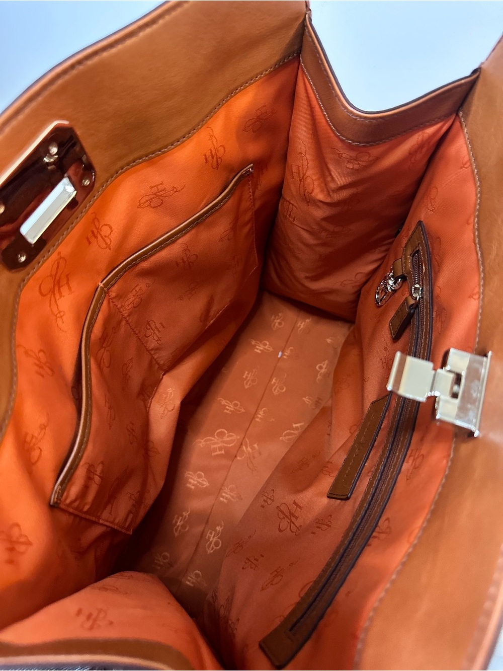 Cole Haan Designer Leather Tote Bag in Cognac - Picture 10 of 16